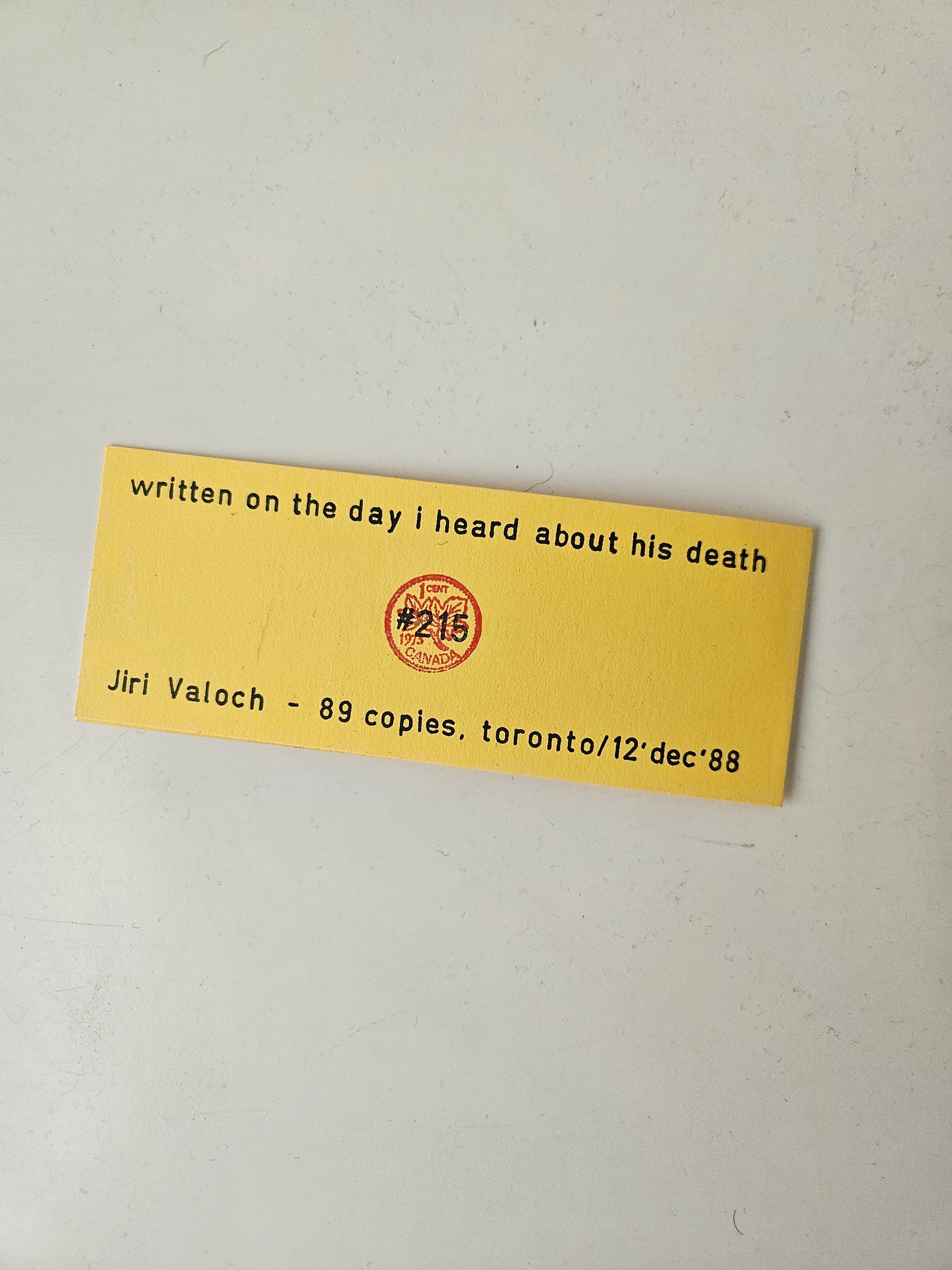 Jiří Valoch - Poem for bpNichol