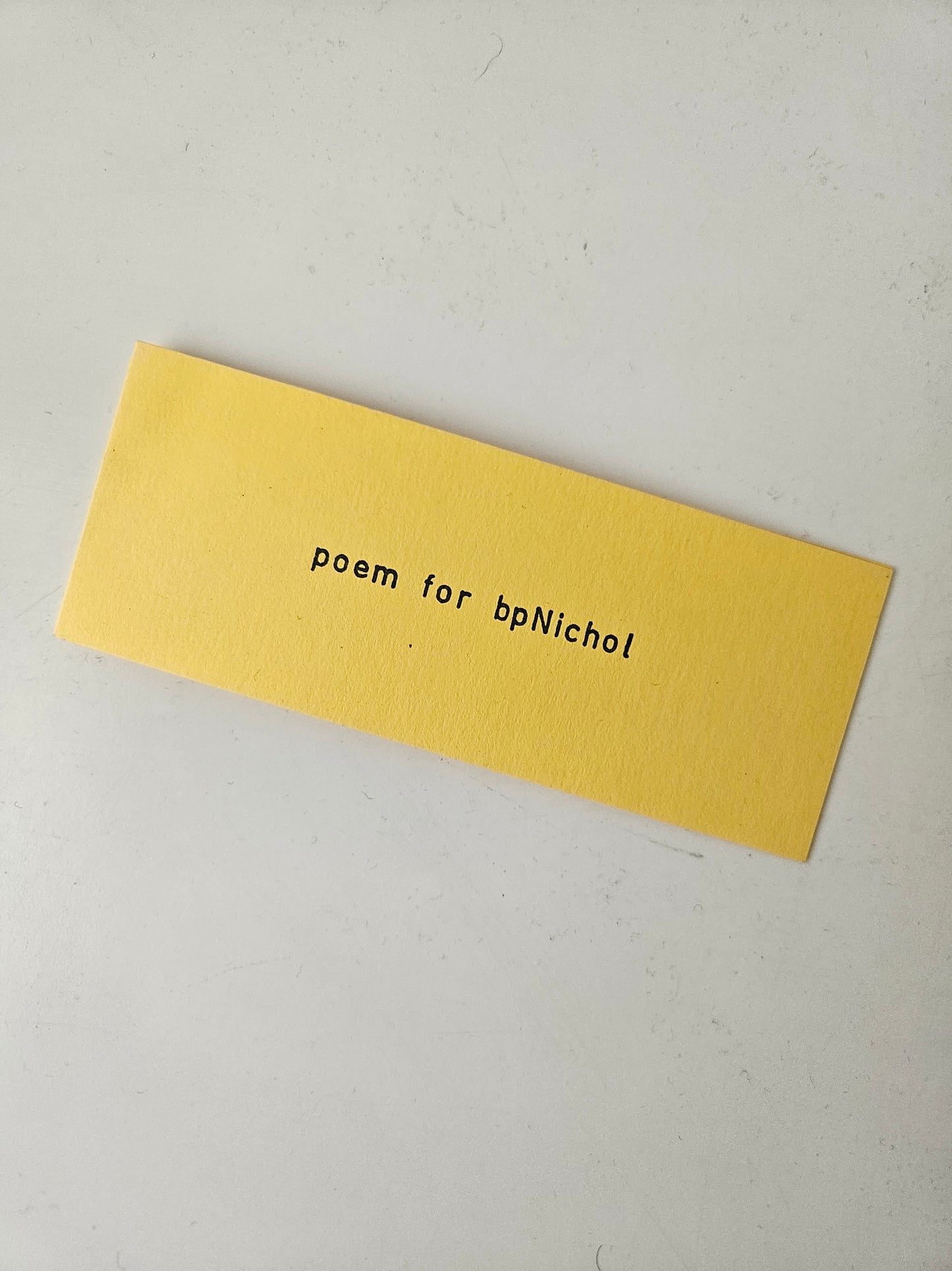 Jiří Valoch - Poem for bpNichol