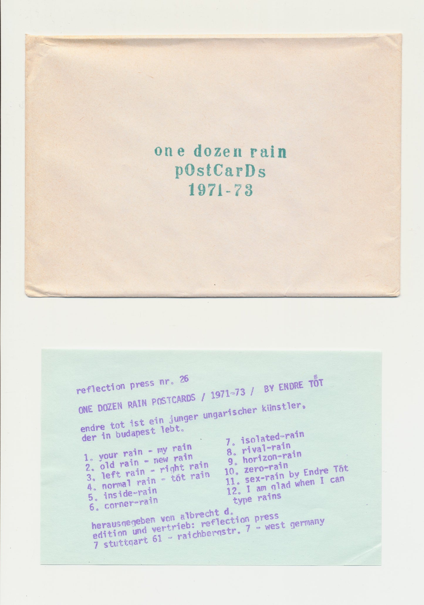 Endre Tót - One Dozen Rain Postcards