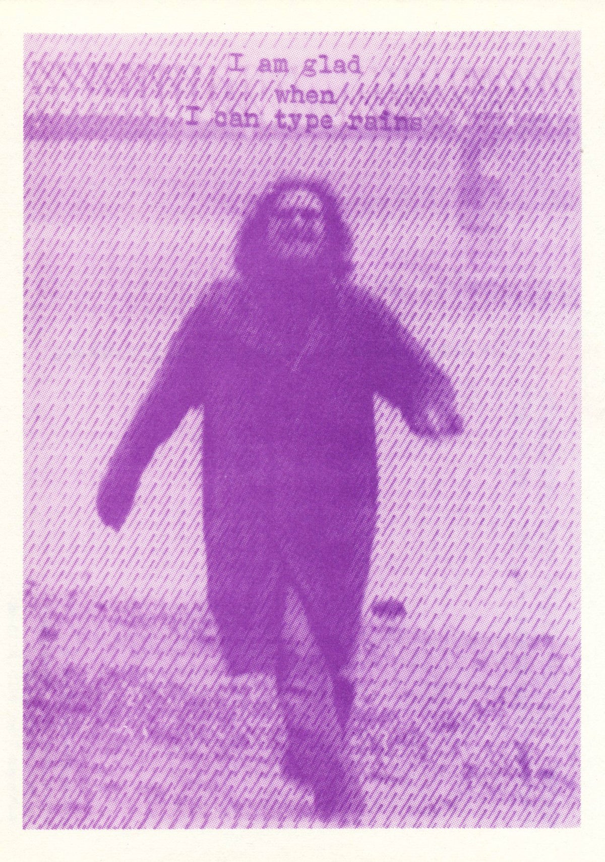 12 postcard of Endre Tót
One Dozen Rain Postcards
1973
12 postcards and credits-page in stamped envelope
11,5 x 16 cm (envelop), 10,5 x 15 cm (postcards)
Published by Albrecht D. / Reflection Press, Stuttgart
not numbered, not signed mailart