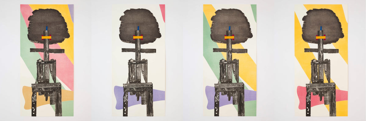 All four versions of El Anatsui XOHANAMI – Male, 2026
Woodcut print on Hahnemühle paper, Limited edition, signed and numbered, all versions, each with different background.