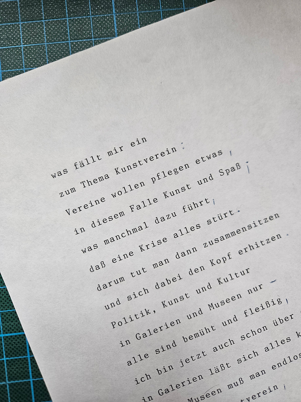 Detail of a poem by Heimo Zobernig, which got published as a limited edition. Signed and numbered. Heimo Zobernig
ohne Titel
1992
Typewriter, ball pen on paper
29.7 x 21 cm
Ed 19/30